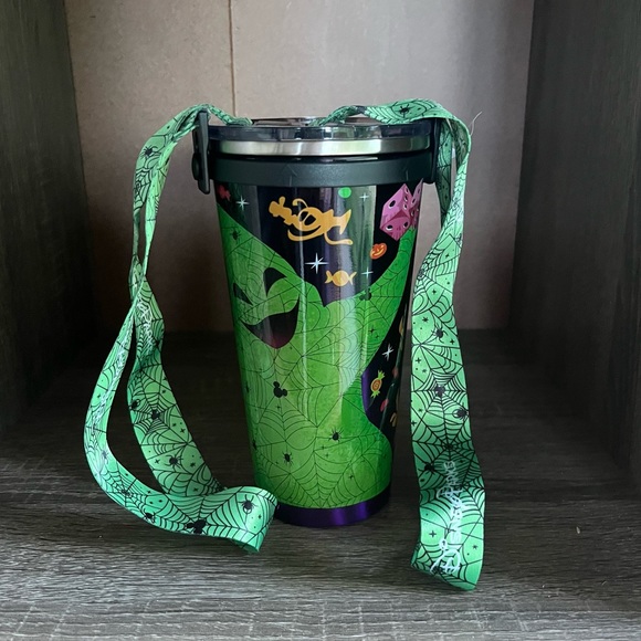 Disney Parks 2022 Oogie Boogie Stainless Steel Tumbler with Lanyard Hold - Picture 6 of 7